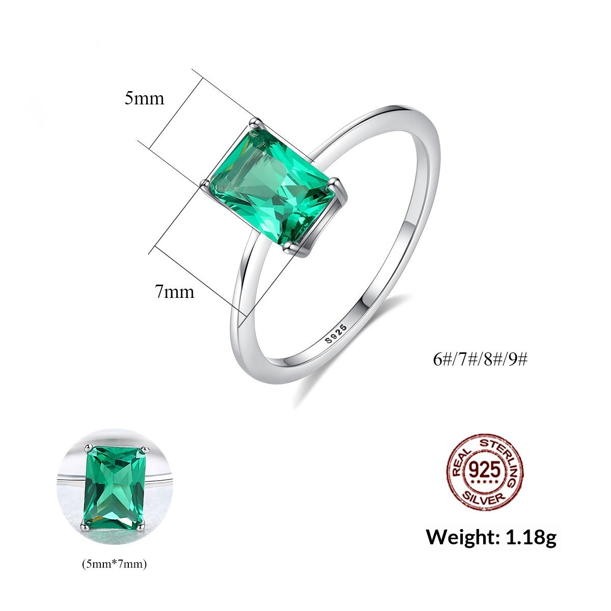 Imperial Green Ring S925 Silver Diamond Ring