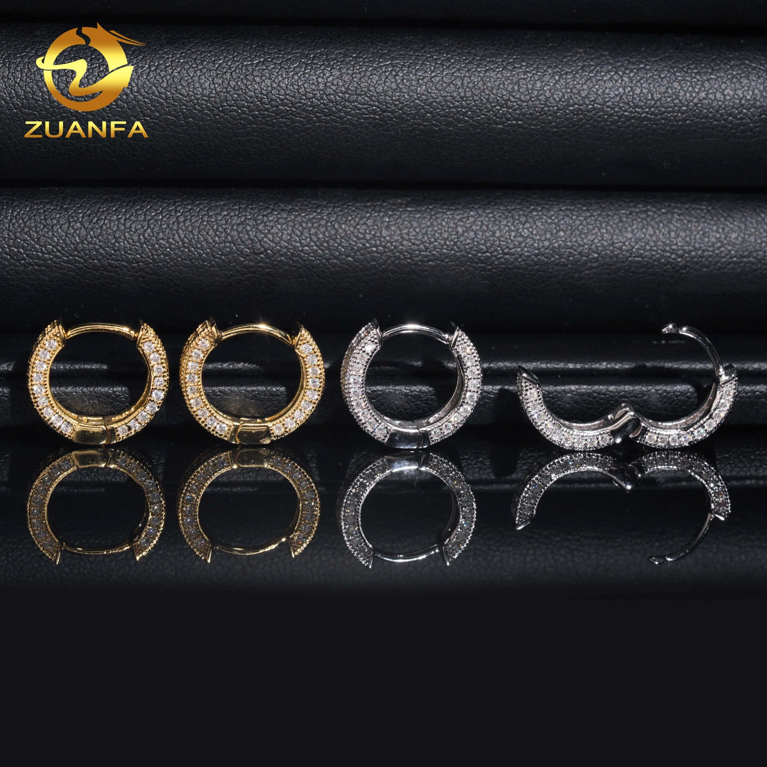USA Local Stock Pass Diamond Tester 2Row VVS Moissanite Diamond Iced Out Hoop Earrings Hip Hop Jewlery 925 Silver Hoop Men