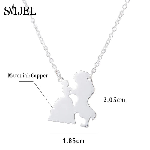 2025 New Movie Jewelry Beauty and the Beast Necklace for Women Prince Princess Pendant Necklaces Lover Accessories Gifts