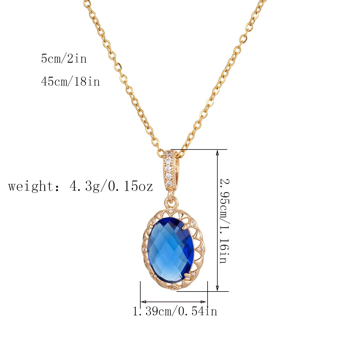 Gold Plated Copper Jewelry Set with Blue Zirconia – Luxury Necklace & Earrings for Women, Elegant Metal Accents