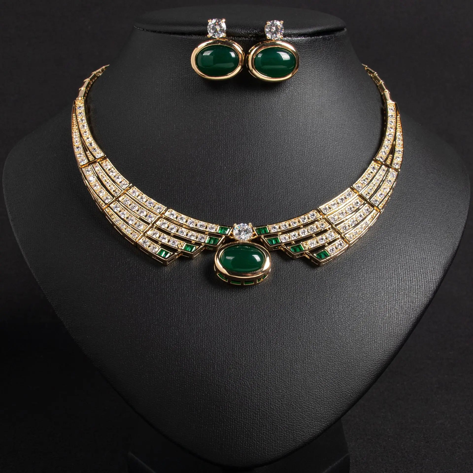 2 Piece Jewellery Set Exquisite Luxury Ladies Necklace Earrings Dress Party Wedding Bridal Hundred Stunning Accessories M-371