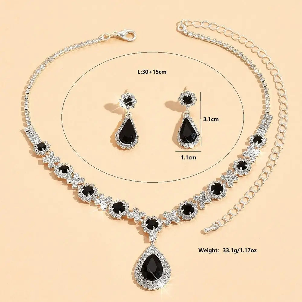 Fashionable Crystal Jewelry Necklace Earring Set Premium Luxury Pendant Necklace Original Design Inlaid Zircon