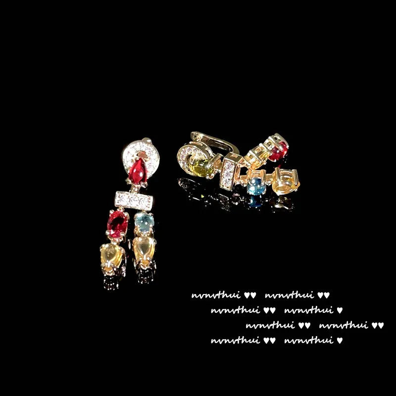 Luxury 18K Gold Color Jewelry Set Multicolour Zircon Crystal Necklace Ring Earrings Women Gorgeous Wedding Statement Jewelry