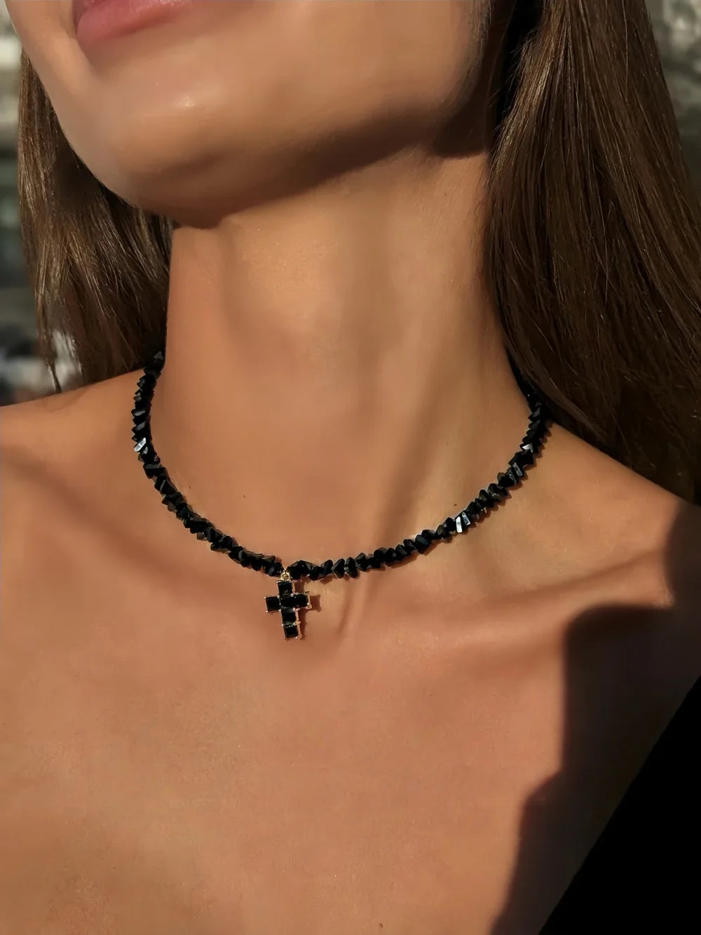 Design Exaggerated Baroque Transparent Crystal Chain With Sexy Zircon Cross Pendant Necklace For Women Wedding Praty Gift