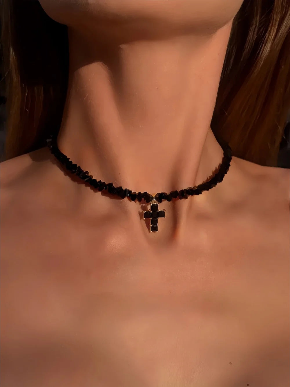 Design Exaggerated Baroque Transparent Crystal Chain With Sexy Zircon Cross Pendant Necklace For Women Wedding Praty Gift