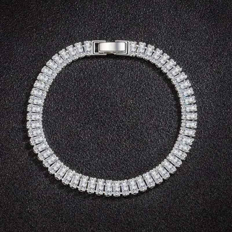 Noble 925 Sterling Silver Bracelet Elegant Zircon Crystal Fine Jewelry For Women Girl Engagement Wedding Glamour 18CM