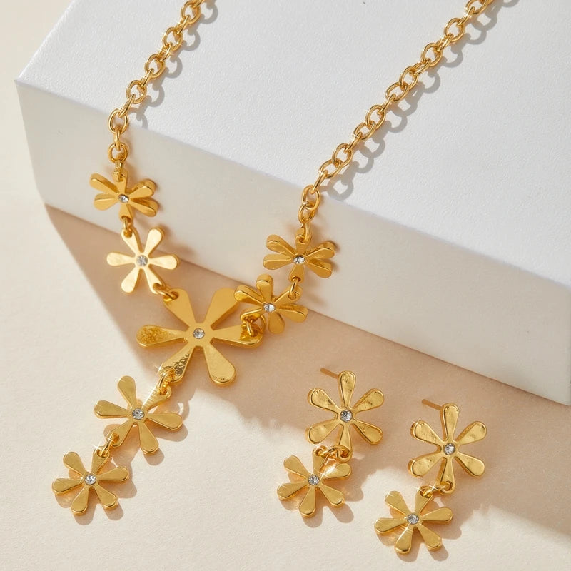 3pc/set Large Round Earrings Collar Necklace Set for Women Exaggerated PU Rope Chains Metal Geometric Pendant Necklace Jewelry