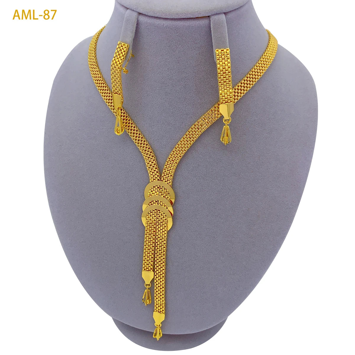 Dubai 24K Gold Plated Necklace Earrings Jewelry Set For Women Nigeria Indian African Bridal Wedding Party Gifts Jewellery