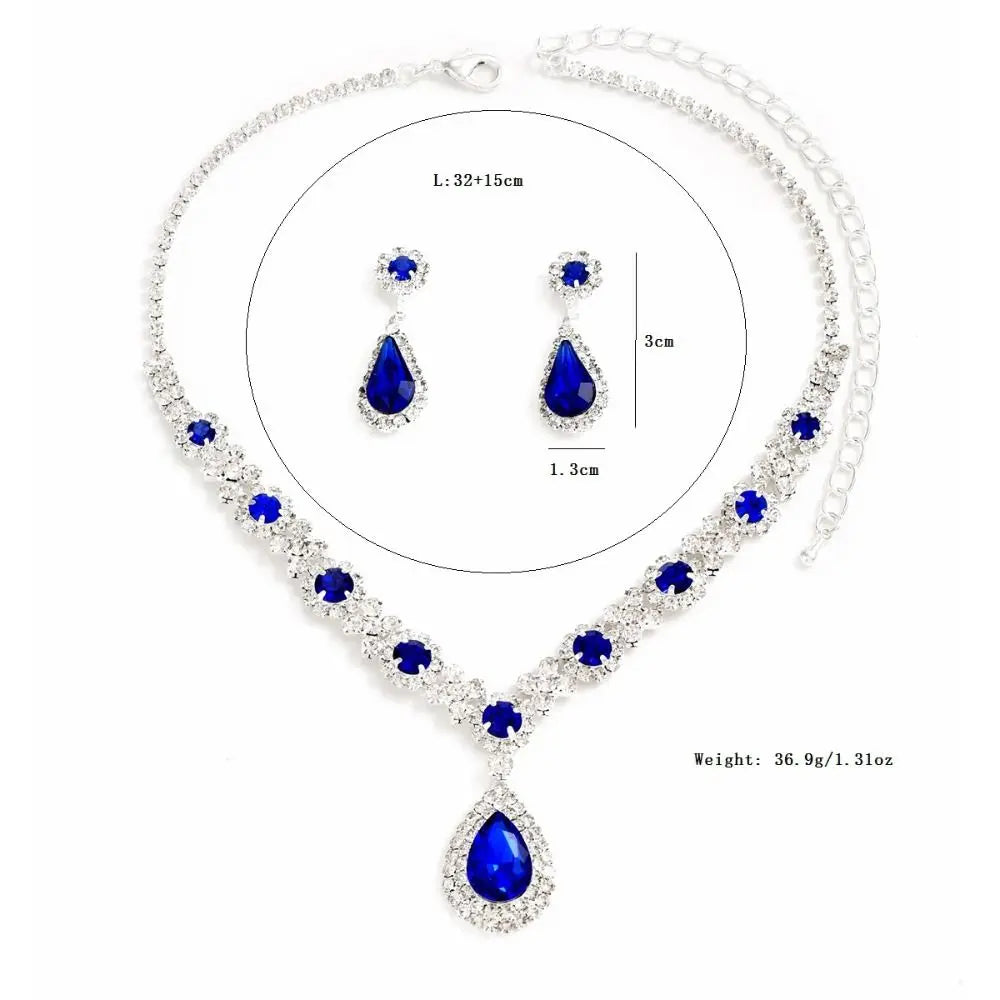 Fashionable Crystal Jewelry Necklace Earring Set Premium Luxury Pendant Necklace Original Design Inlaid Zircon