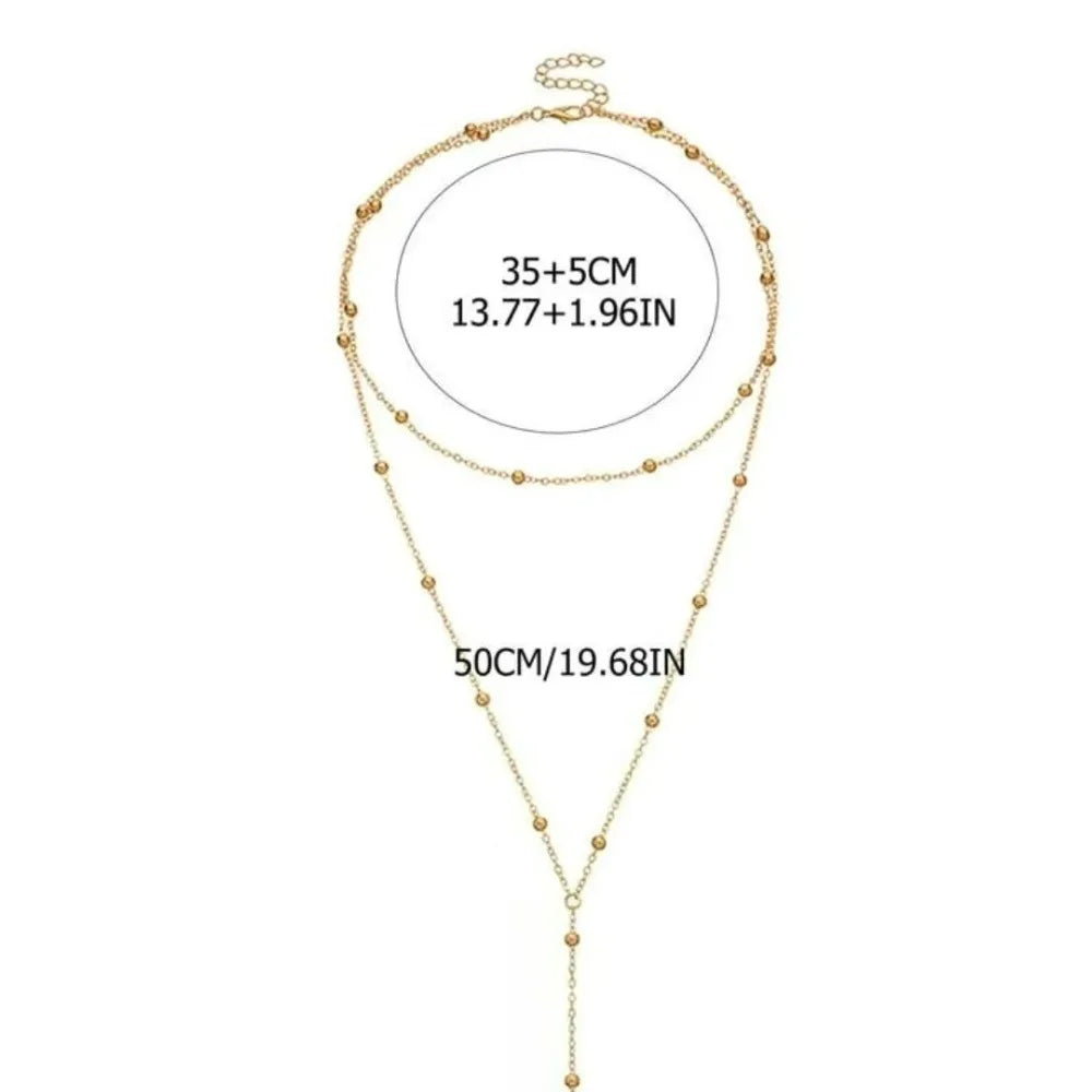 2026 New Fashion Gold Plated Silvery Lariat Choker for Women Double Laryered Long Chain Drop Pendant Necklaces Gifts