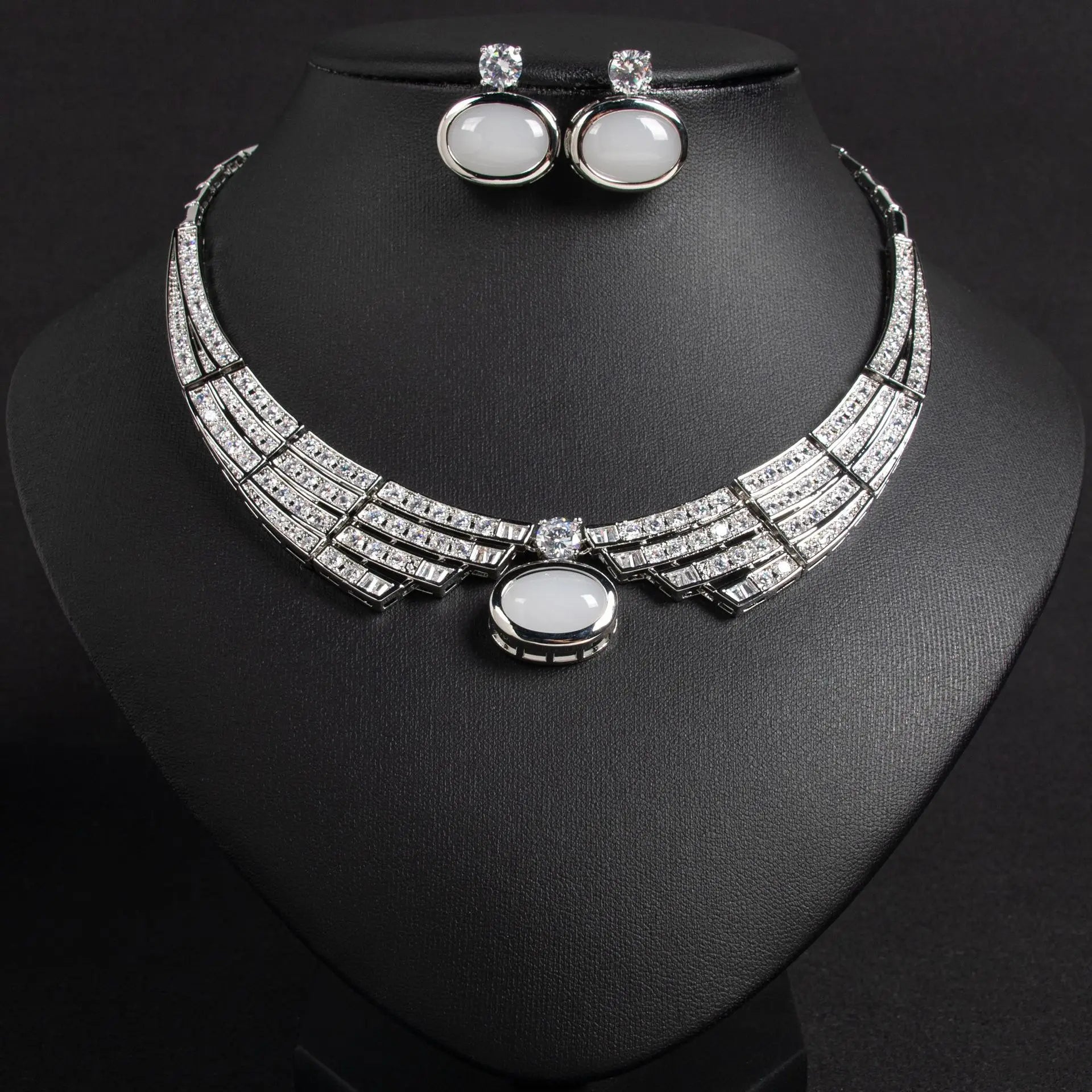 2 Piece Jewellery Set Exquisite Luxury Ladies Necklace Earrings Dress Party Wedding Bridal Hundred Stunning Accessories M-371