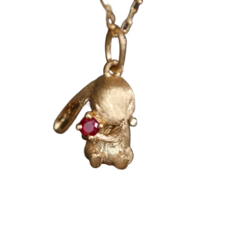 Cute and Exquisite Rabbit Jewelry Sets New in Fun Matte Ancient Gold Craft Earrings for Women Ring Necklace Gifts to Girlfriend